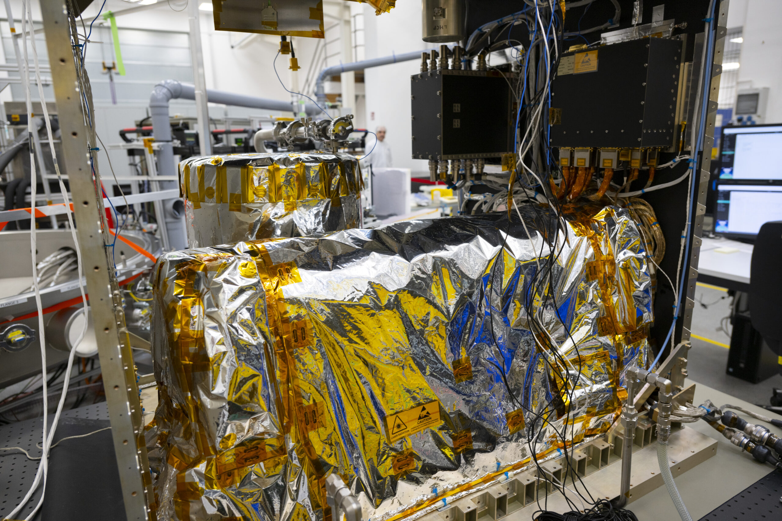 PHARAO in the cleanroom at Airbus in Friedrichshafen, Germany, in spring 2024. Credit: ESA-S. Corvaja